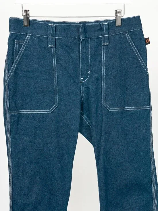 Chloe SS18 Runway Ultramarine Cotton Denim Cropped Circle-Stitch Jeans - Picture 4 of 14